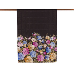 ipekevi - Black Rose Garden Satin Silk Scarf (1)