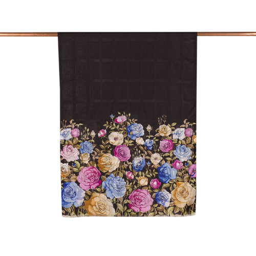 Black Rose Garden Satin Silk Scarf