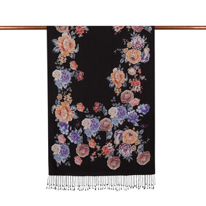 Black Royal Dream Print Silk Scarf - Thumbnail