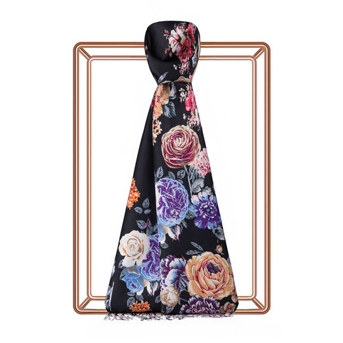 Black Royal Dream Print Silk Scarf