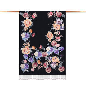 Black Royal Dream Print Silk Scarf - Thumbnail