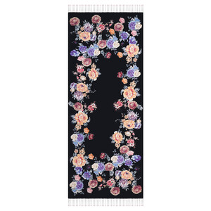 Black Royal Dream Print Silk Scarf - Thumbnail