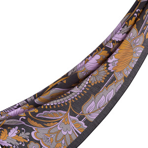 Black Royal Ivy Pattern Tencel Scarf - Thumbnail