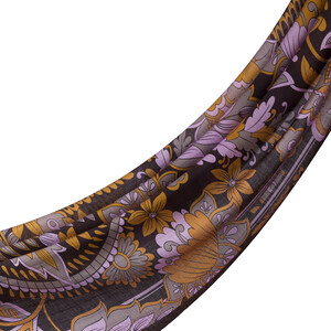 Black Royal Ivy Pattern Tencel Scarf - Thumbnail