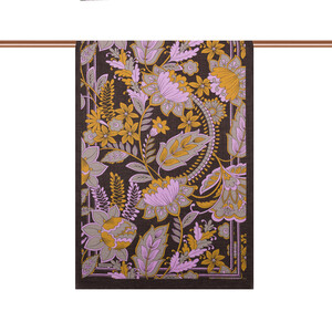 Black Royal Ivy Pattern Tencel Scarf - Thumbnail