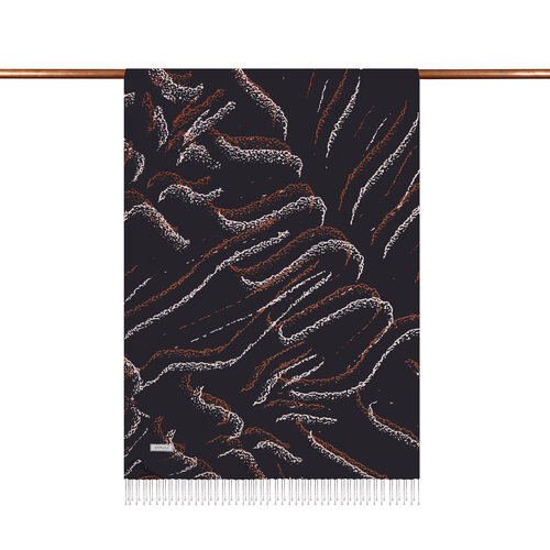 Black Sand Wave Print Silk Scarf