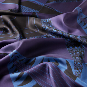 Black Sax Art Deco Twill Silk Scarf - Thumbnail
