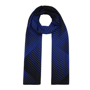 Black Sax Scan Print Cotton Rayon Scarf - Thumbnail