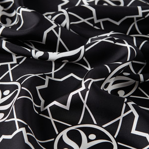 Black Seljuk Monogram Silk Twill Scarf - Thumbnail