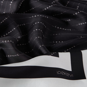 ipekevi - Black Signature Silk Twill Scarf (1)