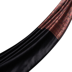 Black Jacquard Hand Woven Prime Silk Scarf - Thumbnail