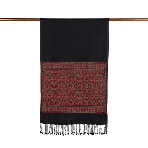 Black Jacquard Hand Woven Prime Silk Scarf