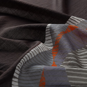 Black Silk Tree Pattern Tencel Scarf - Thumbnail