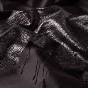 Black Silver Duchess Lurex Silk Scarf - Thumbnail