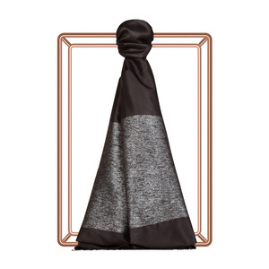 Black Silver Duchess Lurex Silk Scarf - Thumbnail