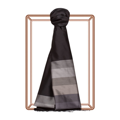 Black Silver Elitist Striped Silk Scarf