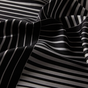 Black Silver Scan Print Silk Twill Scarf - Thumbnail