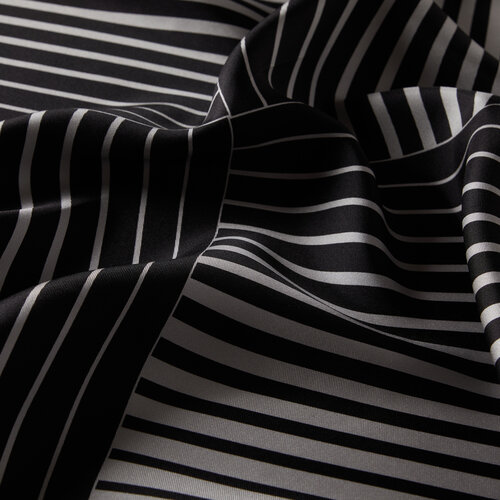 Black Silver Scan Print Silk Twill Scarf