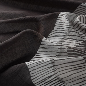 Black Silver Silk Tree Pattern Tencel Scarf - Thumbnail