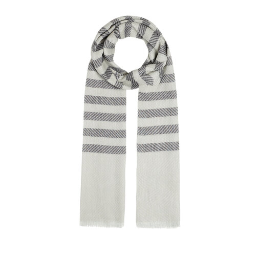 Black Silver Striped Linen Cotton Scarf