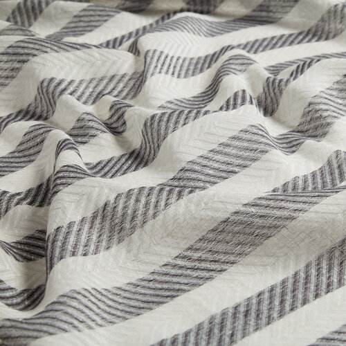 Black Silver Striped Linen Cotton Scarf