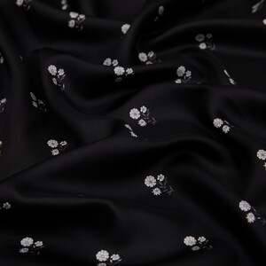 ipekevi - Black Silver Vintage Wall Twill Silk Scarf (1)