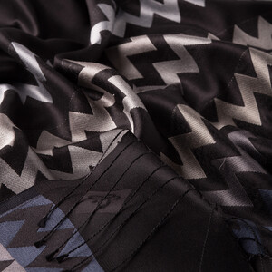 Black Silver Zigzag Silk Scarf - Thumbnail