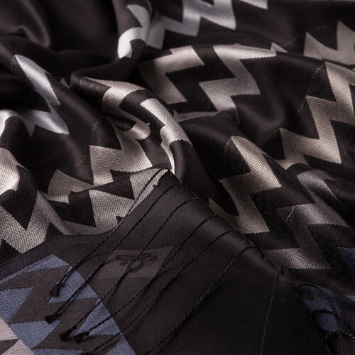 Black Silver Zigzag Silk Scarf