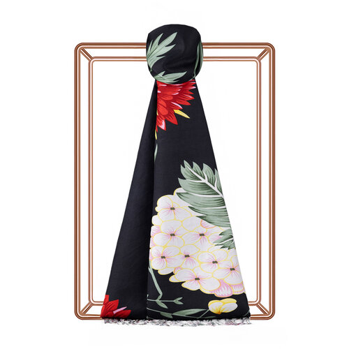 Black Siona Print Silk Shawl Black Siona Print Silk Shawl