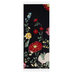 Black Siona Print Silk Shawl - Thumbnail