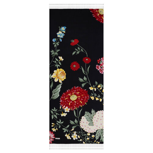 Black Siona Print Silk Shawl Black Siona Print Silk Shawl