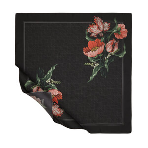 ipekevi - Black Sour Cherry Paravane Twill Silk Scarf