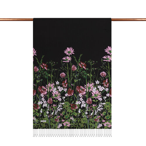 Black Spring Cascade Print Silk Scarf