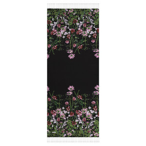 Black Spring Cascade Print Silk Scarf - Thumbnail