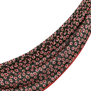 ipekevi - Black Spring Flowers Cotton Scarf