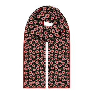 Black Spring Flowers Cotton Scarf - Thumbnail