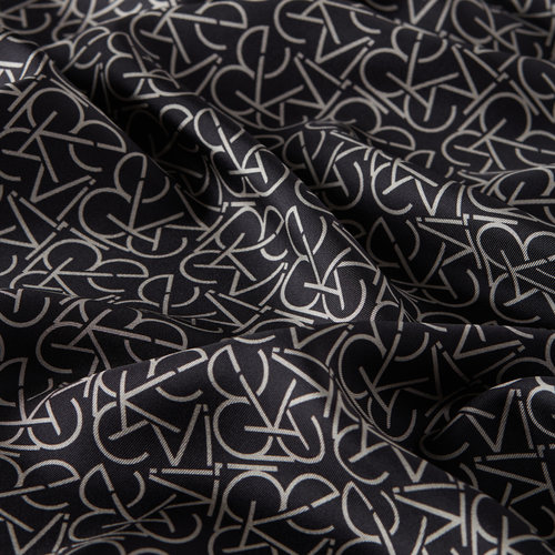 Black Stone Typo Monogram Silk Twill Scarf
