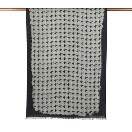 Black Stylized Houndstooth Patterned Scarf