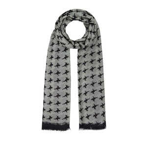 Black Stylized Houndstooth Patterned Scarf - Thumbnail