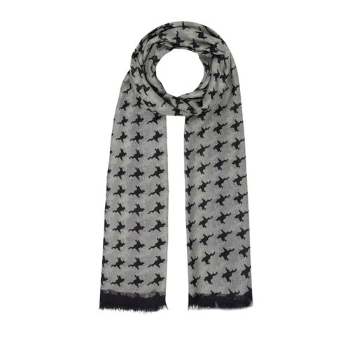 Black Stylized Houndstooth Patterned Scarf