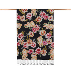 ipekevi - Black Summer Bouquet Print Silk Scarf (1)