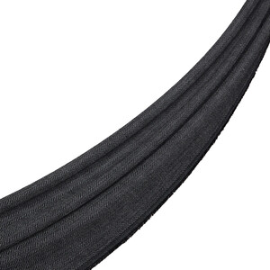 Black Thin Herringbone Wool Scarf - Thumbnail