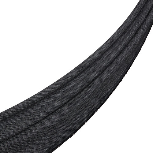 Black Thin Herringbone Wool Scarf