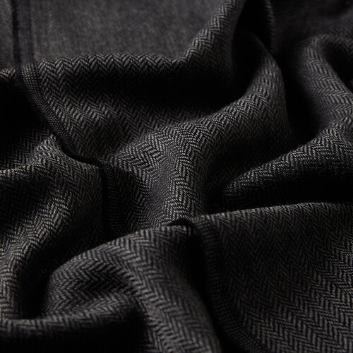 Black Thin Herringbone Wool Scarf