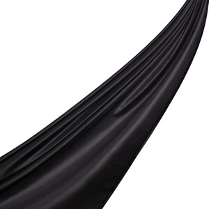 Black Thin Shantung Silk Neck Scarf - Thumbnail