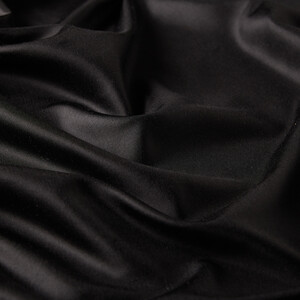 Black Thin Shantung Silk Neck Scarf - Thumbnail