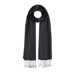 ipekevi - Black Thin Shantung Silk Neck Scarf (1)