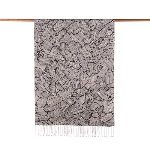 Black Tree Bark Print Silk Scarf
