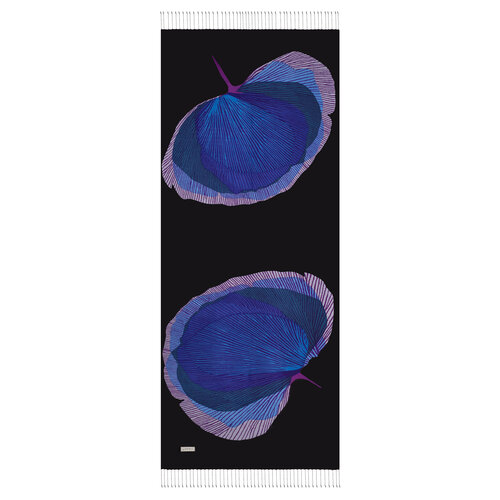 Black Violet Silk Tree Print Silk Scarf