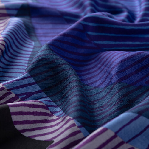 Black Violet Silk Tree Print Silk Scarf